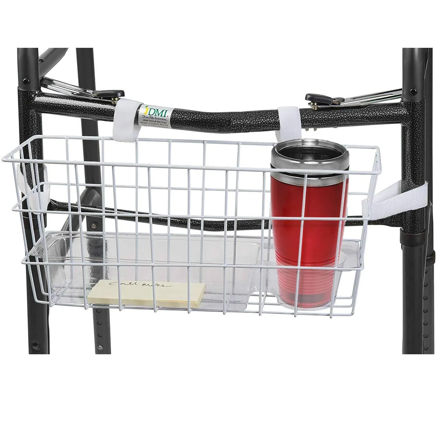 HealthSmart Walker Storage Basket with Cup Holder and Insert Tray, No Tools ...