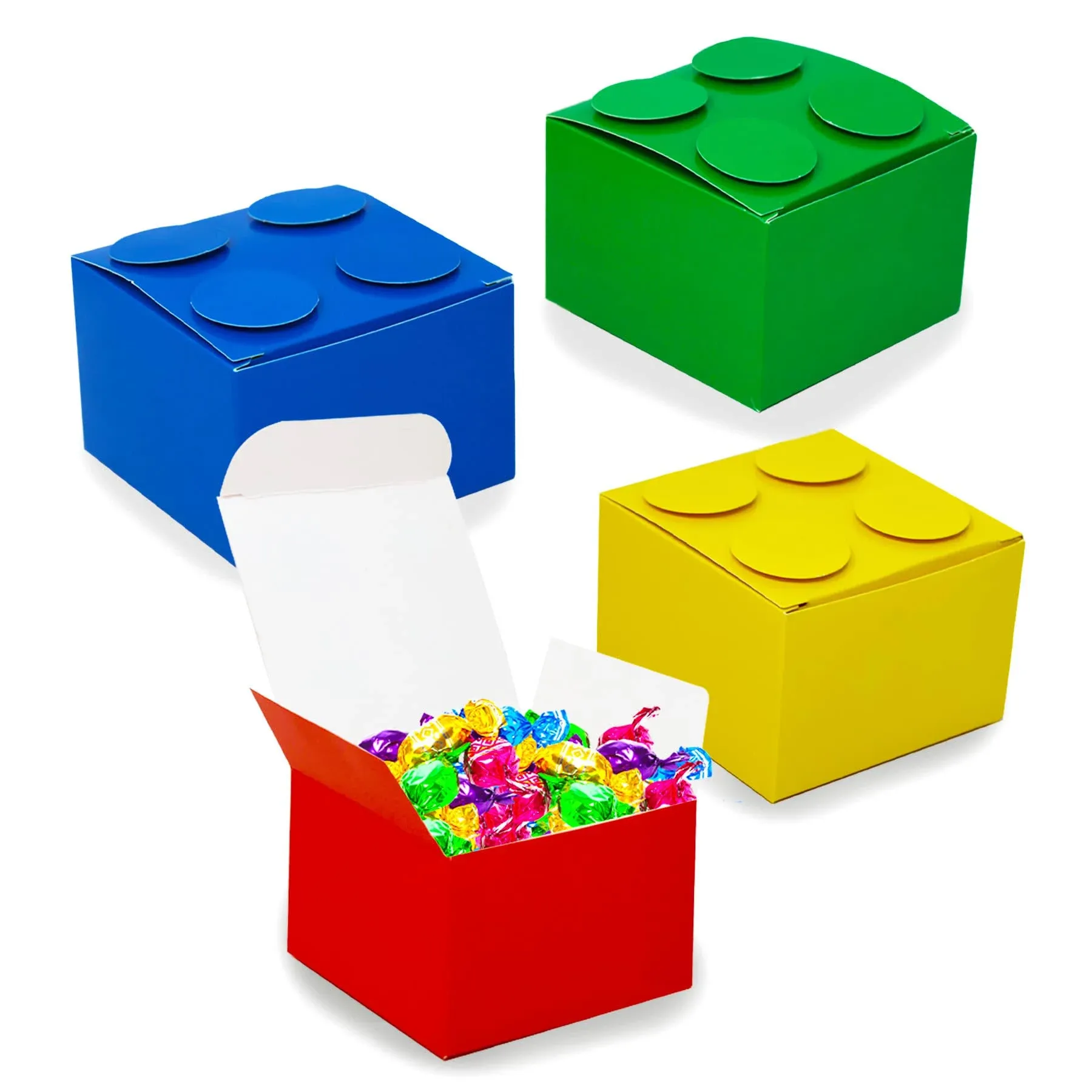 Brick Party Favor Boxes - Building Block Party Supplies - 12 Cardboard Brick ...