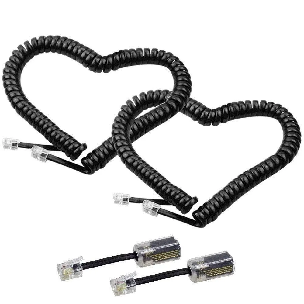 Telephone Cord Detangler,LOVK 2 Pack 13ft Uncoiled / 2ft Coiled Telephone Handset ...