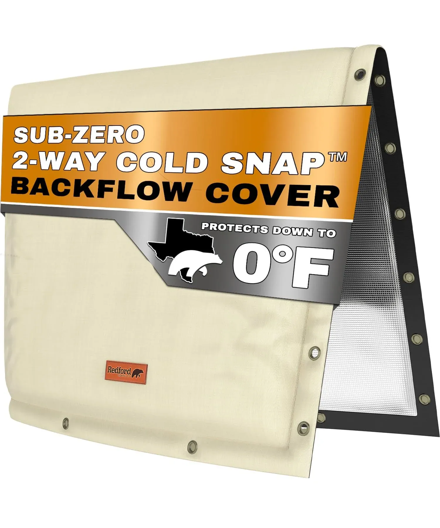 Redford Supply Co. Cold Snap (0°F), Backflow Preventer Cover, Backflow Cover, 2-Way Custom, 36" W x 24" H, Pipe Insulation, Sprinkler Valve Cover, Back Flow Covers for Winter, Well Pump Cover (Tan)