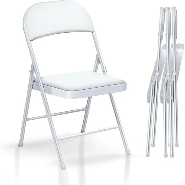 6 Pack Grey Folding Chairs with PU Padded Seats,Portable Stackable Commercial Fo