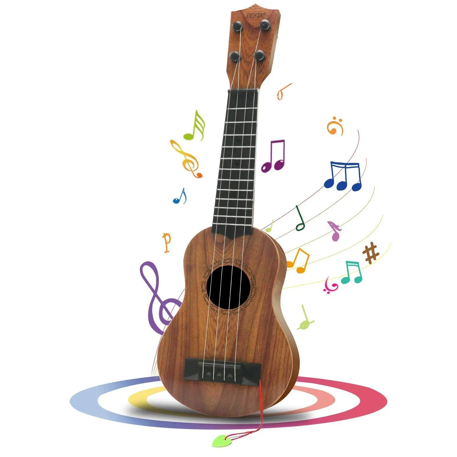 QDH Kids Toy Ukulele, Kids Guitar Musical Toy,17 inch 4 Steel Strings, with Pick ...