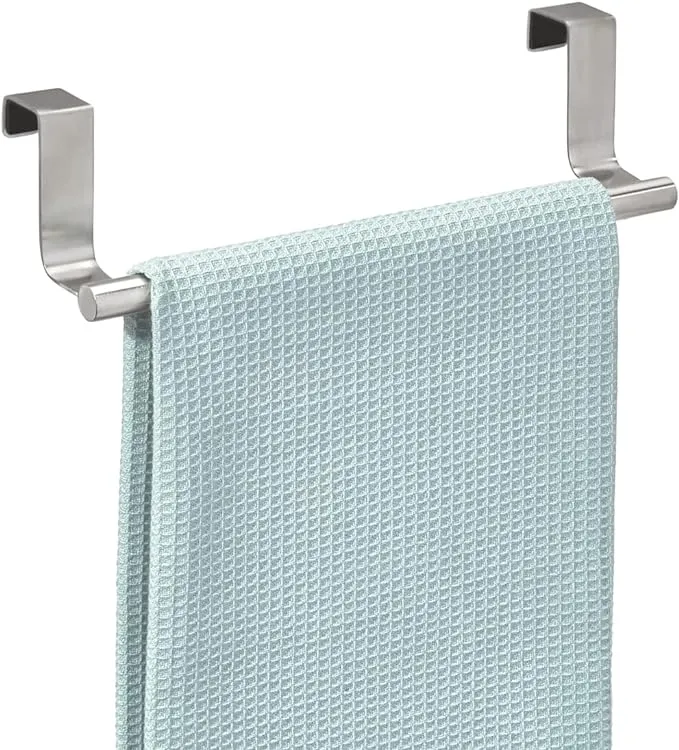 iDesign Forma Metal Over the Cabinet Towel Rack for Bathroom and Kitchen, 9.25" x 2.5" x 2.5", Brushed Stainless Steel