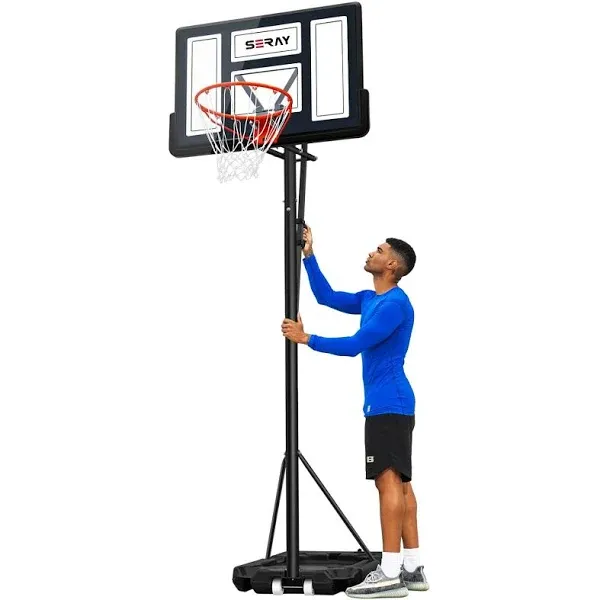 Seray Basketball Hoop with 28-44 inch Backboard and 2 Wheels, Basketball Hoop ...