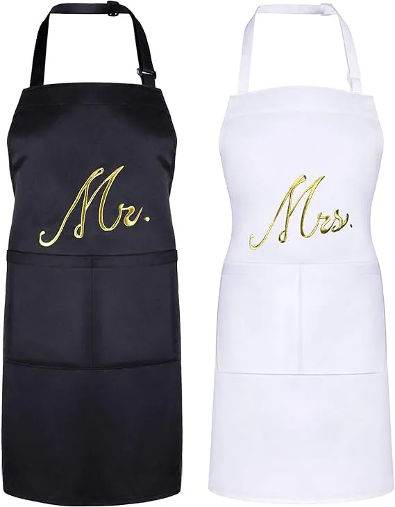 2 PCS Couple Apron Set Kitchen Aprons Matching Engagement Wedding Anniversary...