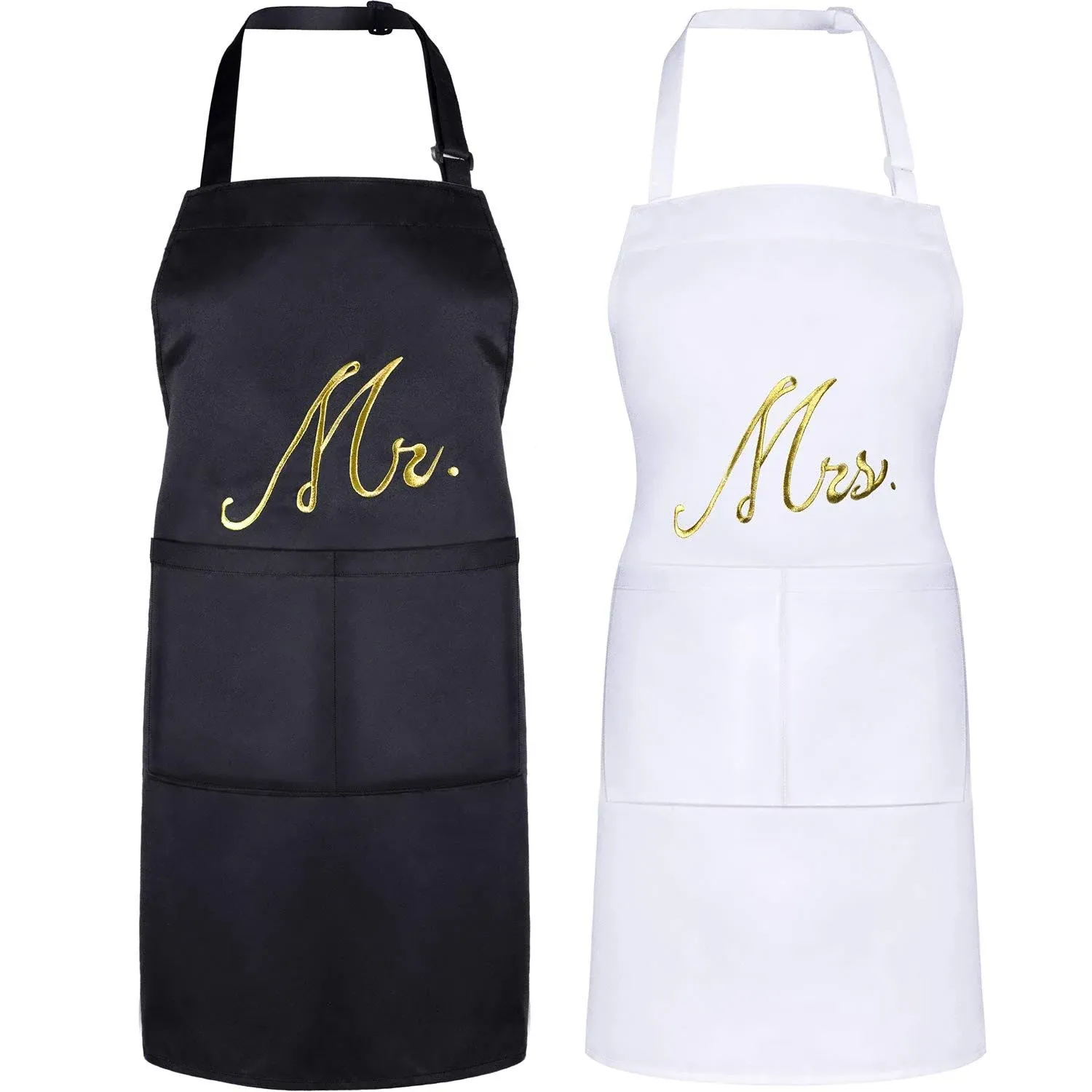 2 PCS Couple Apron Set Kitchen Aprons Matching Engagement Wedding Anniversary...