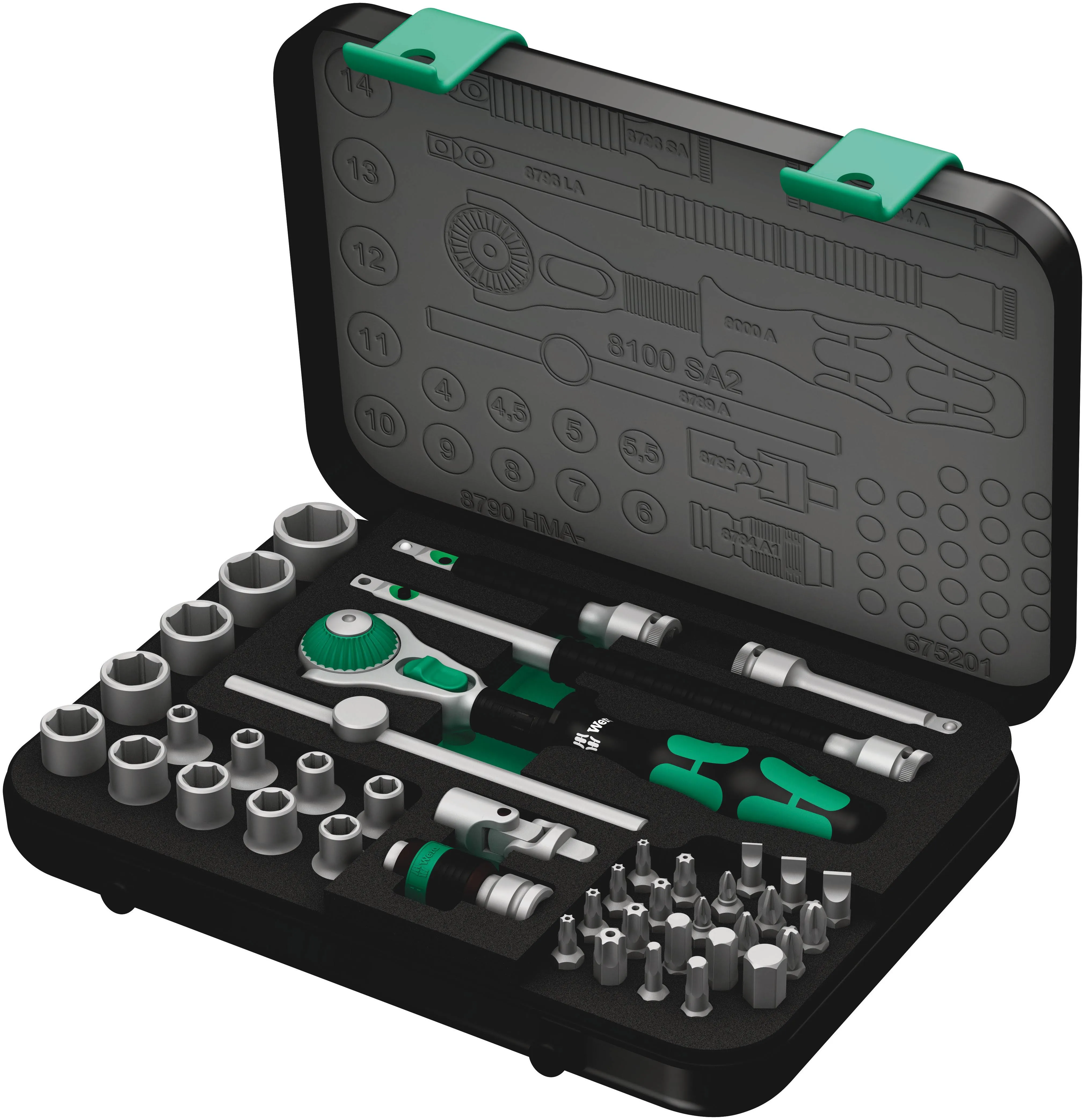 Wera 8100 SA 2 Zyklop Speed Ratchet Set 1/4" Drive Metric