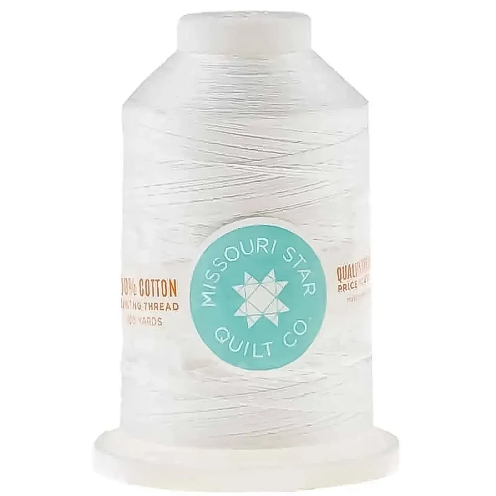 Missouri Star Cotton Sewing Thread - 3000yd Large Spool Double Mercerized Cotton Thread 50wt - Heavy Duty All Purpose Quilting Thread, Ivory