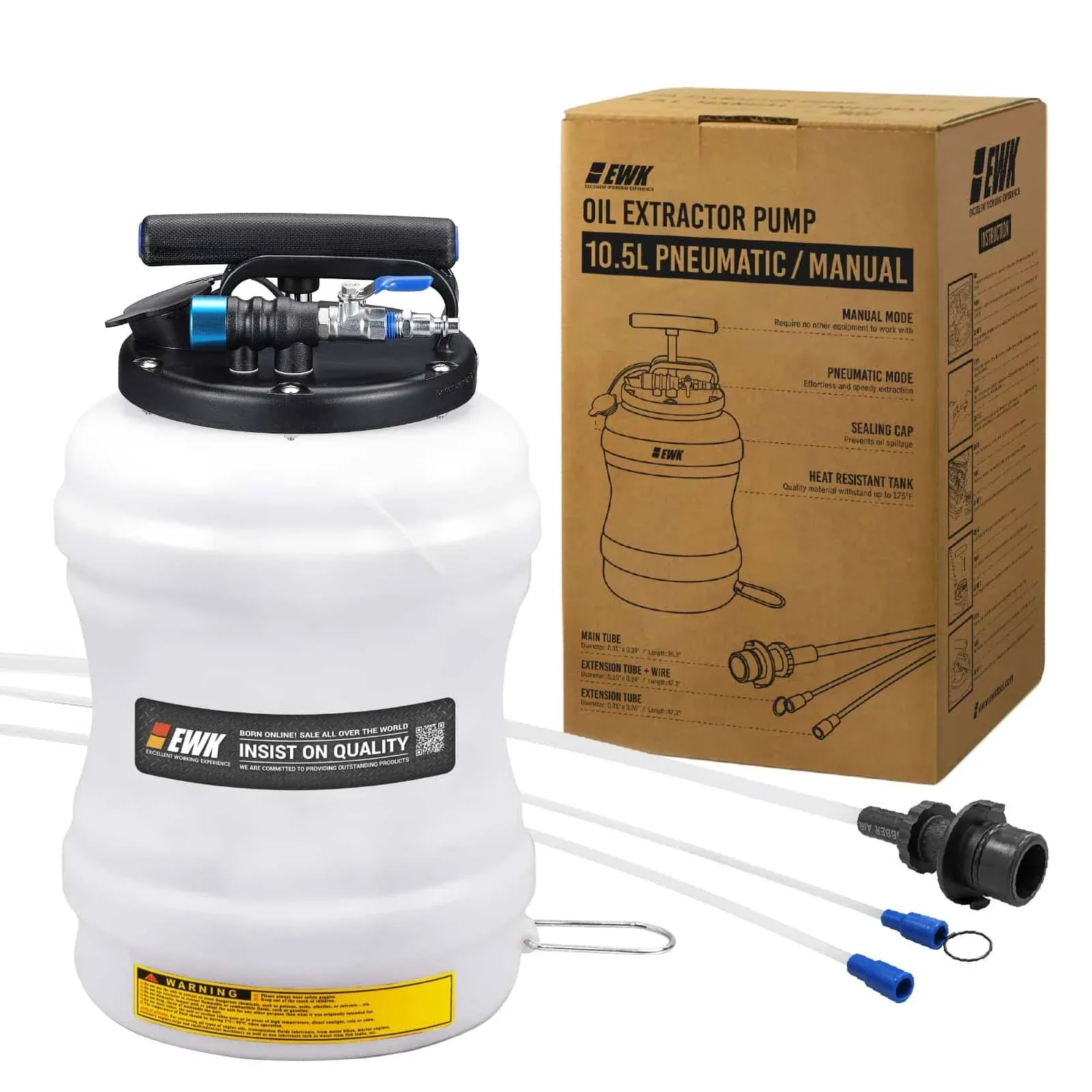 EWK Tools 10.5L Pneumatic / Manual Oil Extractor Pump