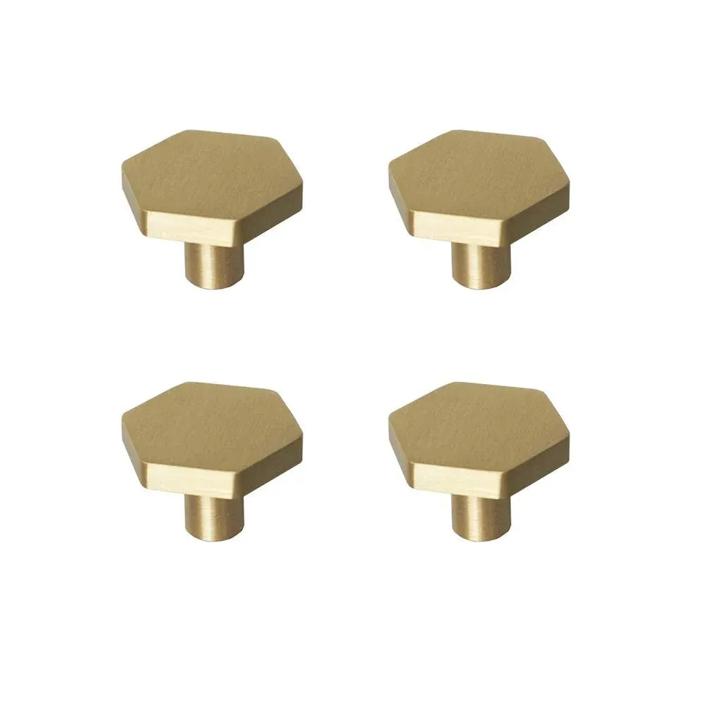 RZDEAL 1-1/10&#034; Solid Brass Knobs Shoe Cabinets Knob and Pulls Brushed Gold He...