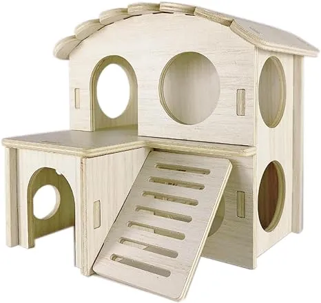 Hamster Hideout Cage Accessories - Hamster House and Habitat Wooden Hide Hut ...