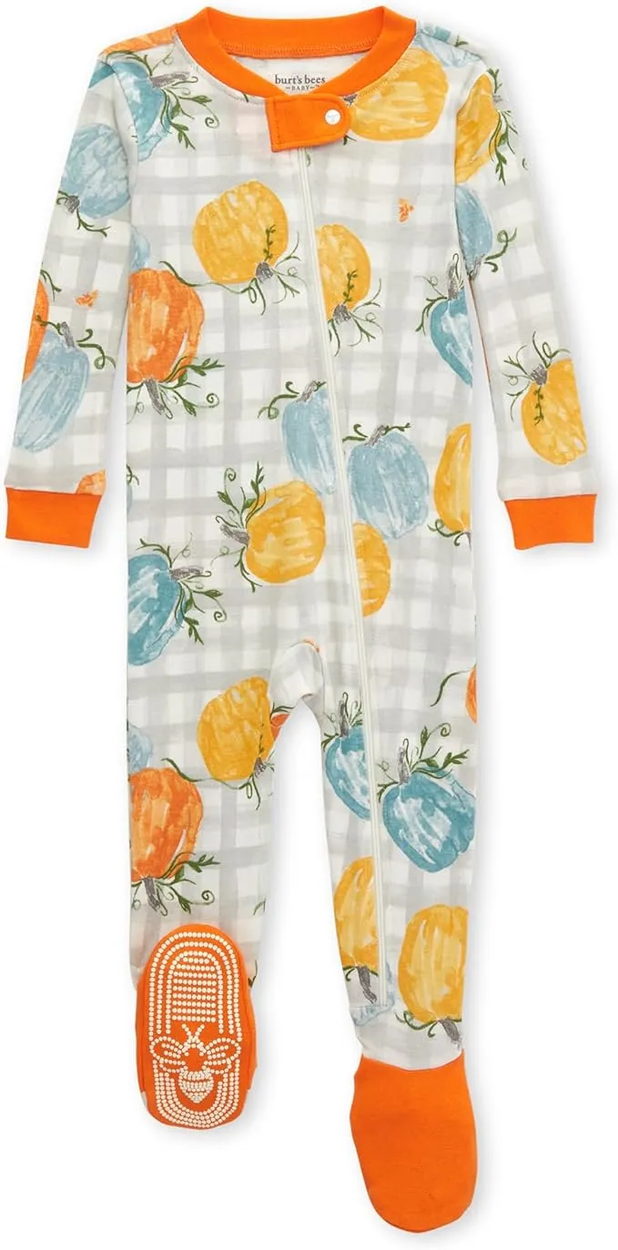 Burt's Bees Baby Boys' Pajamas Zip-front Non-slip Sleeper Pjs