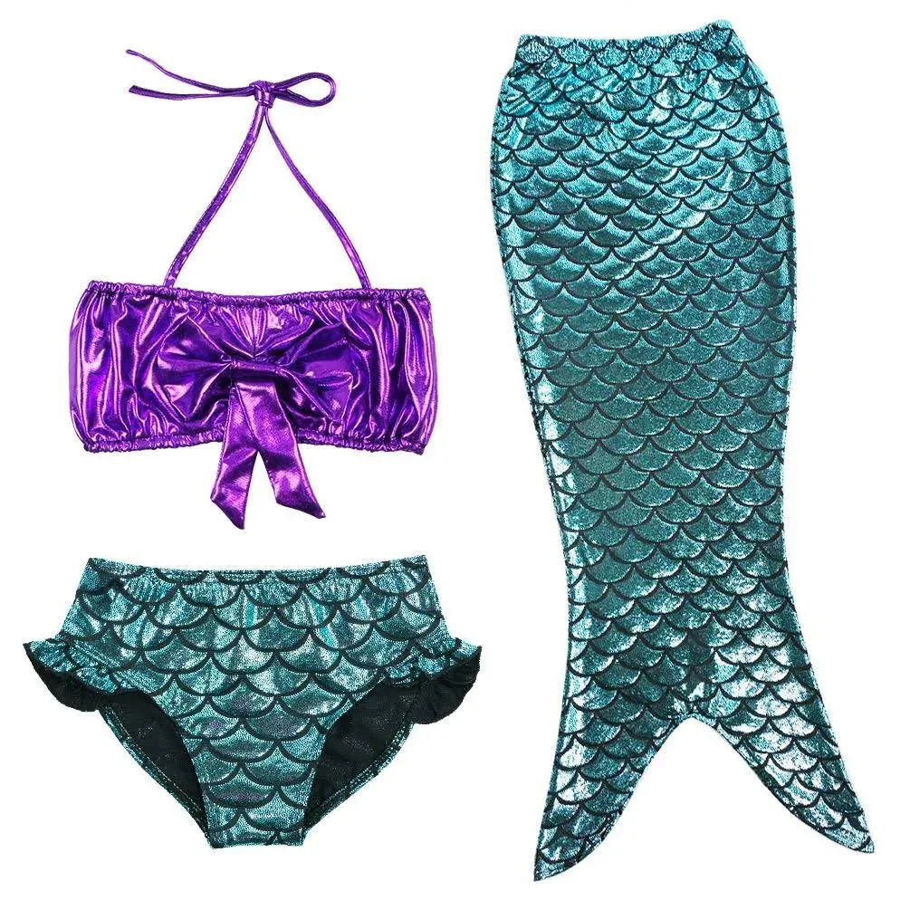 TFJH E 3pcs Kids Girls Fancy Princess Swimmable Mermaid Tail Set