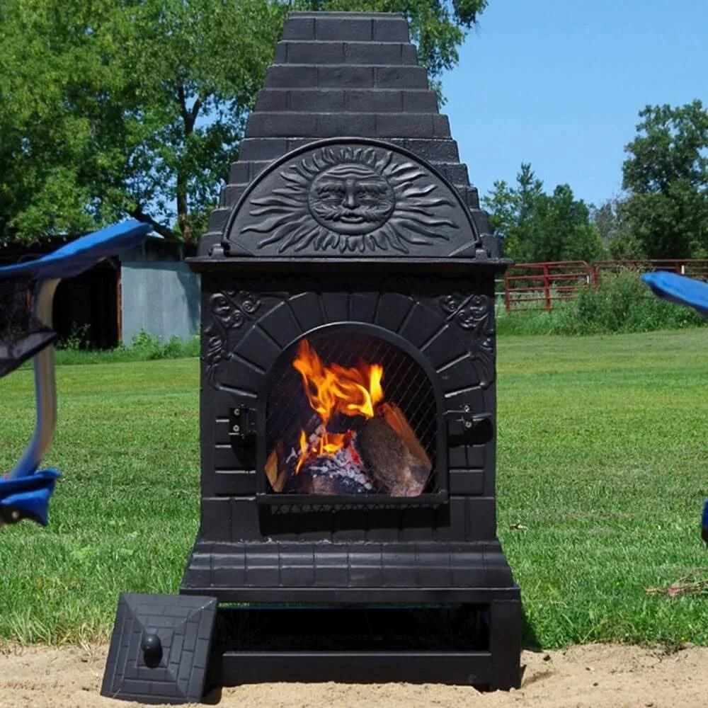 The Blue Rooster Casita Grill Chiminea Outdoor Fireplace Wood Burning Firepit and Pizza Oven