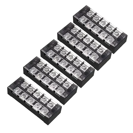 Uxcell 5 Pcs 5 Positions Dual Rows 600V 45A Wire Barrier Block Terminal Strip TB ...