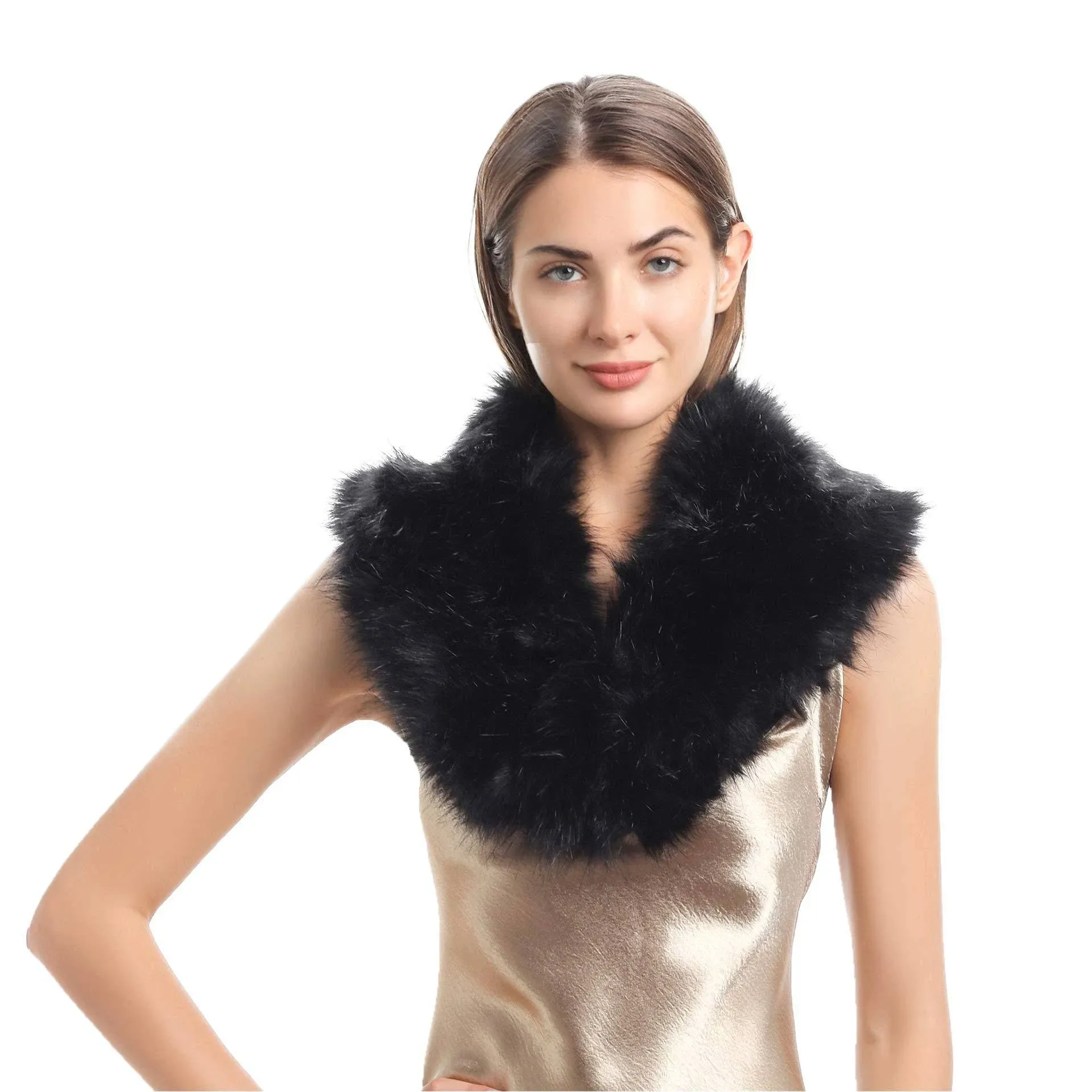 La Carrie Women's Faux Fur Collar Scarf Wrap Cold Winter Warmer