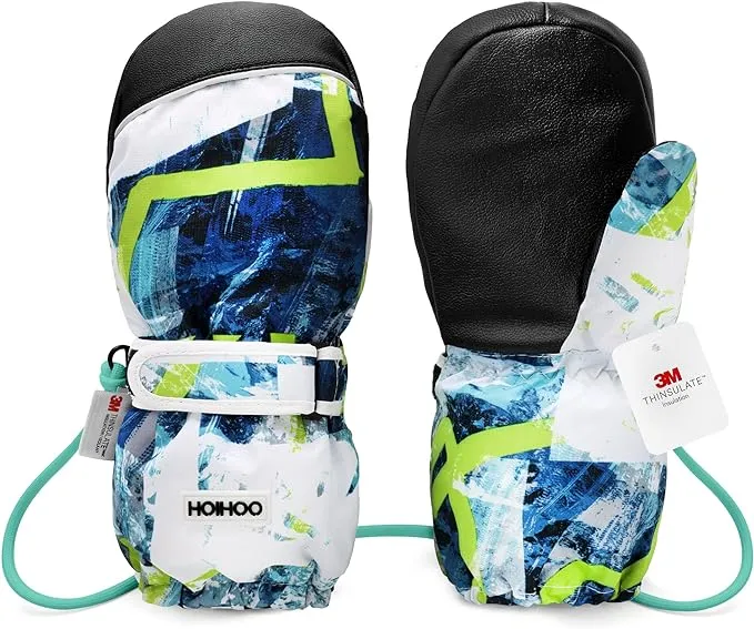 HOIHOO Kids Ski Mittens, Waterproof Snow Thinsulate Mittens Toddler Warm Winter ...