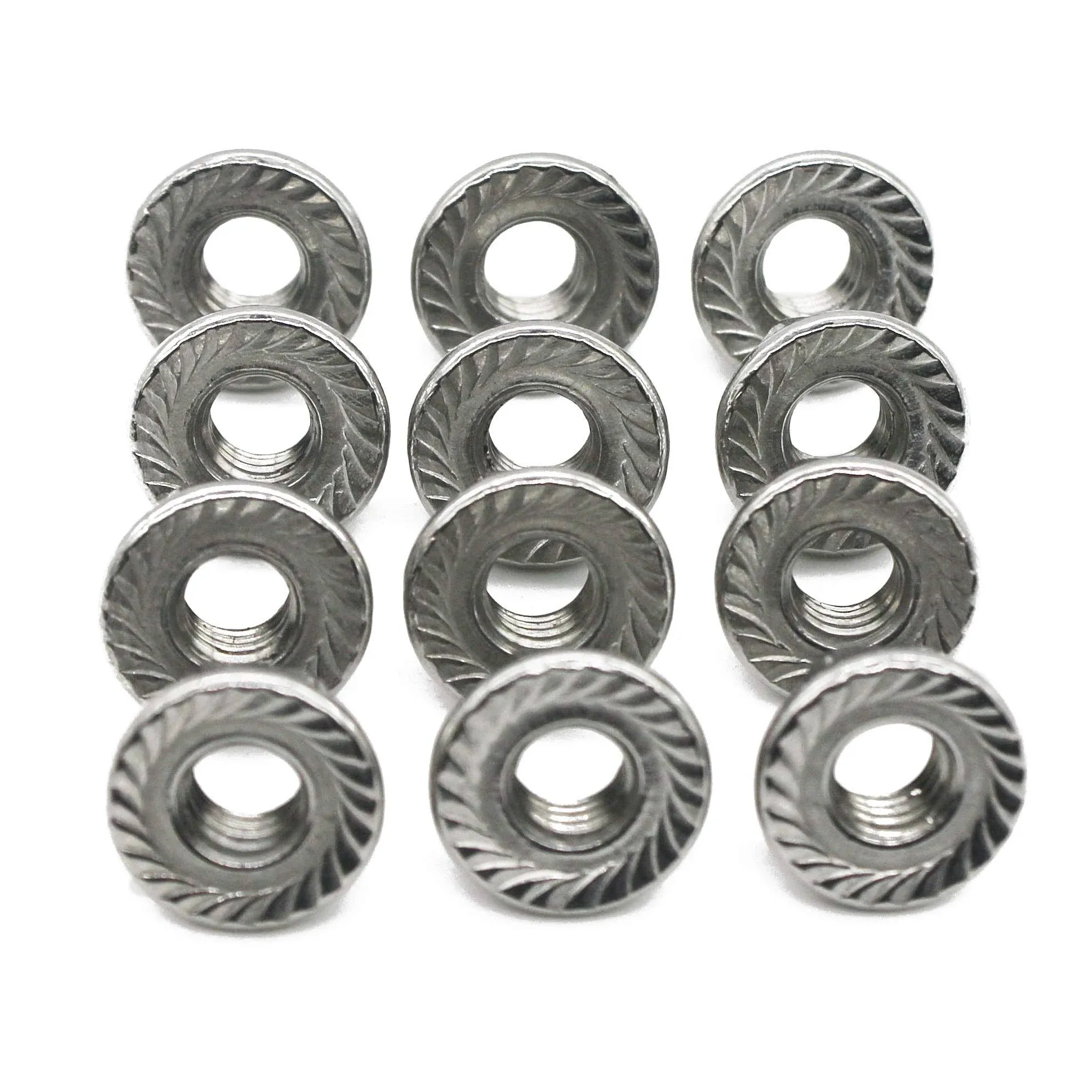 FullerKreg (50 Pcs) M6 x 1mm Serrated Hex Flange Nut, 18-8 Stainless Steel, Bright Finish