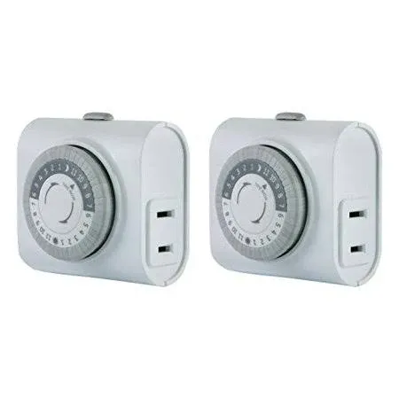 GE Indoor Plug-In 24-Hour Mechanical Timer 2 Pack White