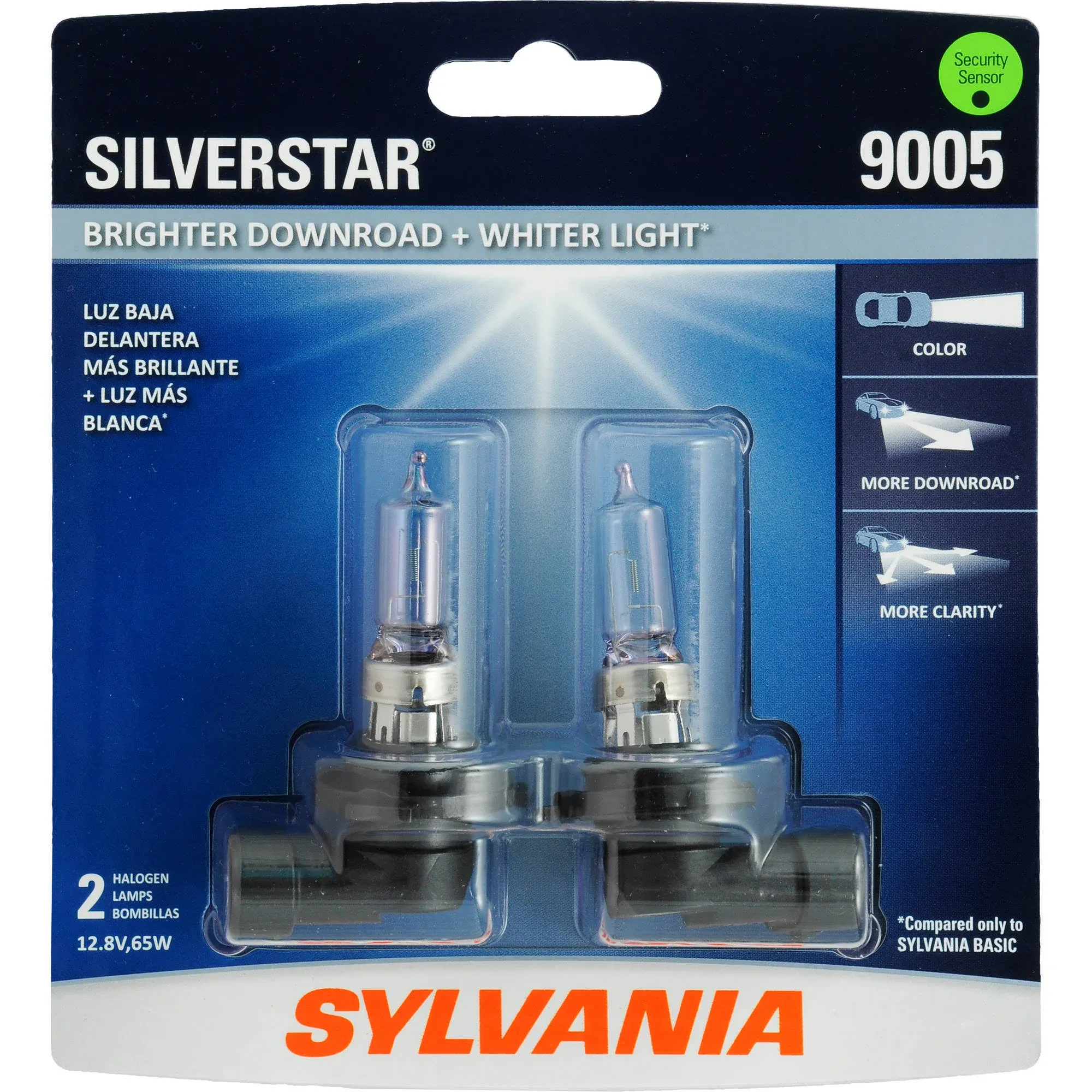 SYLVANIA - 9005 SilverStar - High Performance Halogen Headlight Bulb, High Beam, Low Beam and Fog Replacement Bulb, Brighter Downroad with Whiter Light (Contains 2 Bulbs)