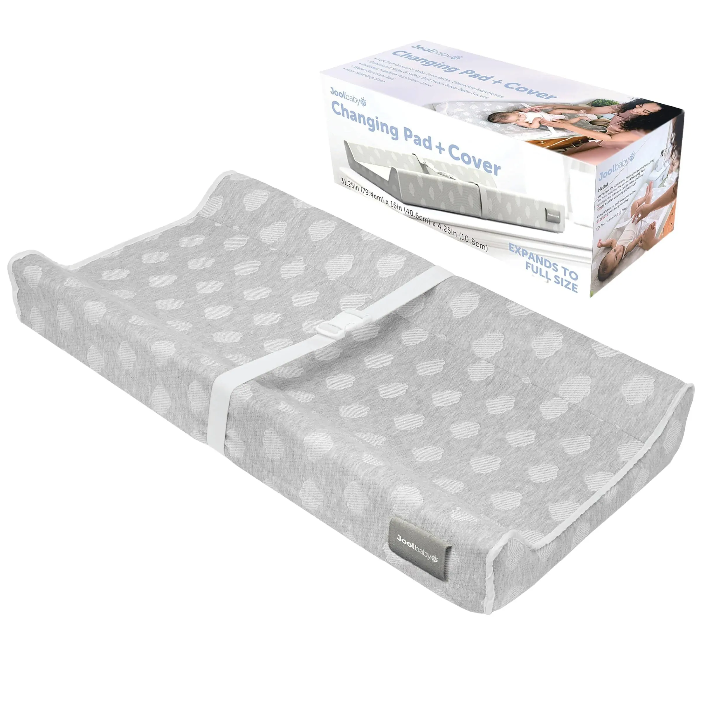 Jool Baby Gray Contoured Changing Pad - Waterproof & Non-Slip