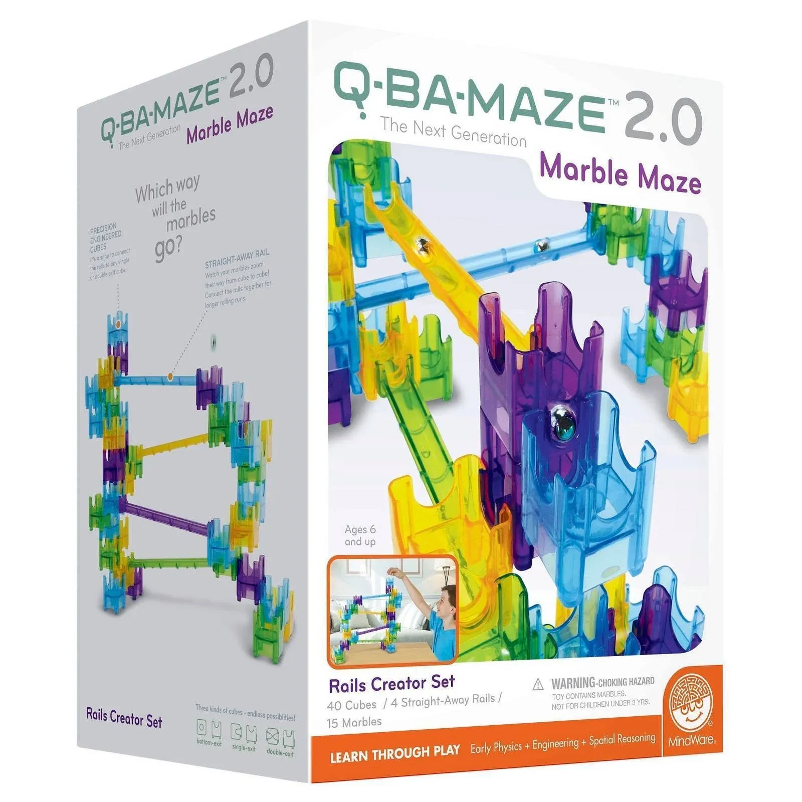 Mindware Q-BA-MAZE 2.0 Rails Creator Set, Marble Maze, NEW, SEALED