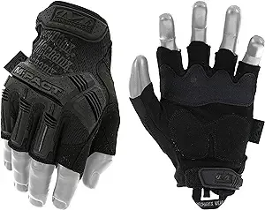 Mechanix Wear: M-Pact Fingerless Tactical Work Gloves, Impact Protection and Vibration Absorption, Tactical Gloves for Airsoft, Paintball, and Utility Use, Gloves for Men (Brown, Large)