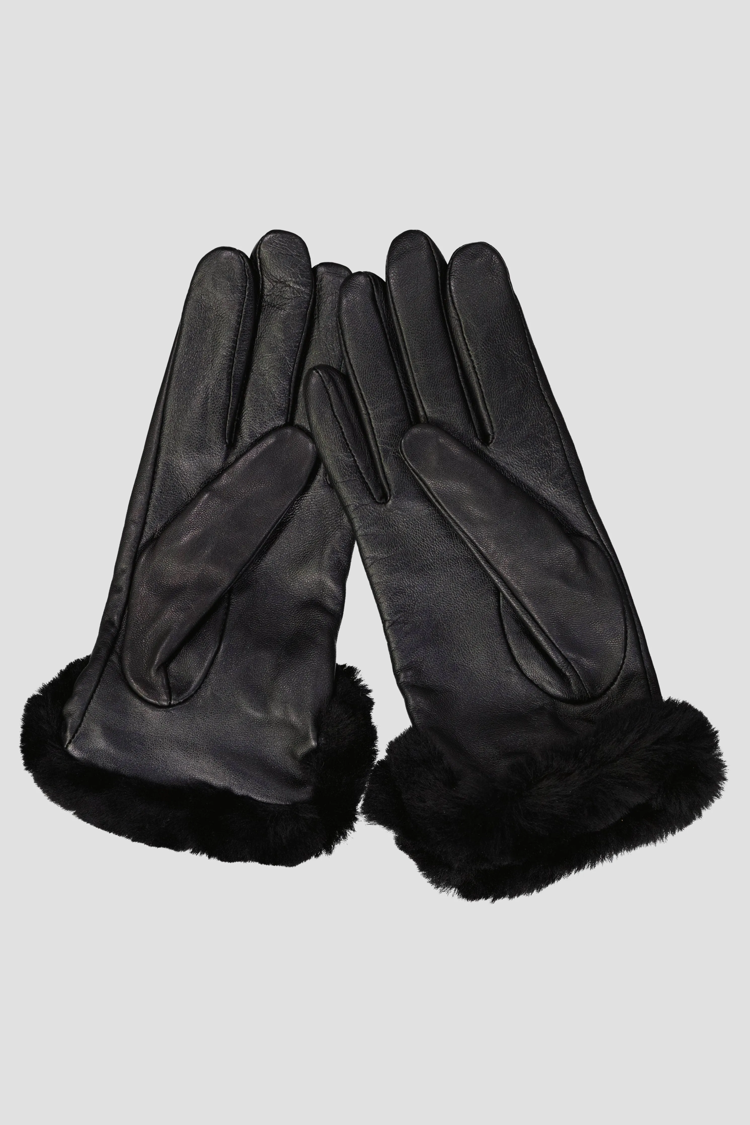 UGG Women&#x27;s Leather Sheepskin Vent Gloves, Black Sz. Small/Polyester Happy Scarf