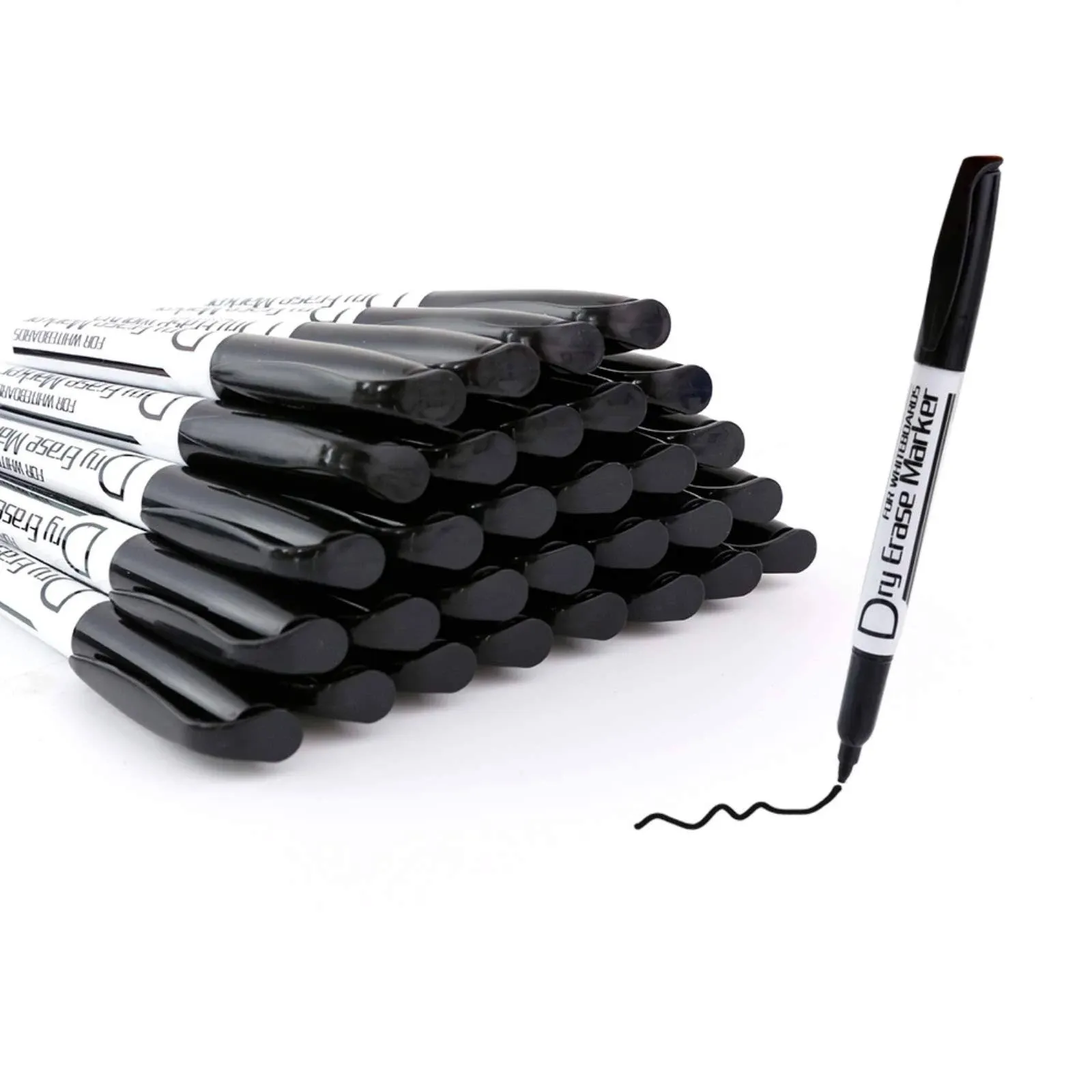 Volcanics Black Dry Erase Markers Low Odor Fine Whiteboard Markers Thin Box of 125