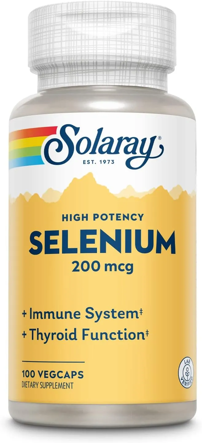 Solaray Selenium, High Potency, Healthy Immune System, Thyroid Function & Antioxidant Support, 100 VegCaps