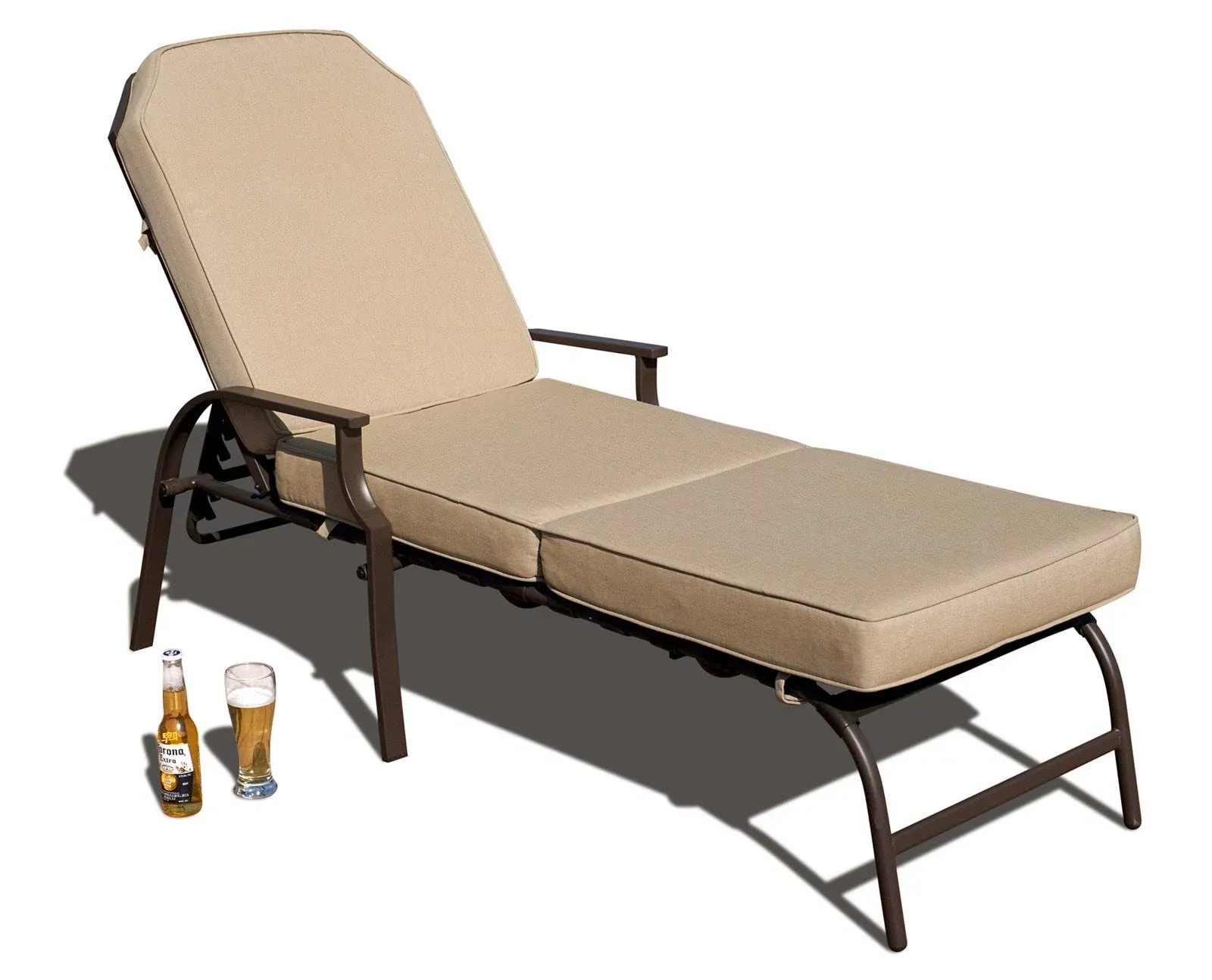 Kozyard Maya Outdoor Chaise Lounge Weather & Rust Resistant Steel Chair - Beige