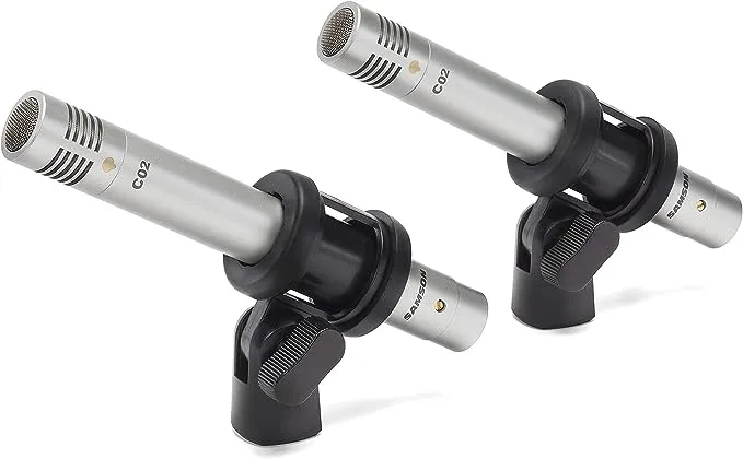 Samson C02 Matched Pair Studio Pencil Condenser Microphones with Cardioid Capsules for Instrument and Dialog Recording