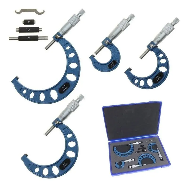 Anytime Tools Premium Outside Micrometer Set 0-4/0.0001 Precision Machinist