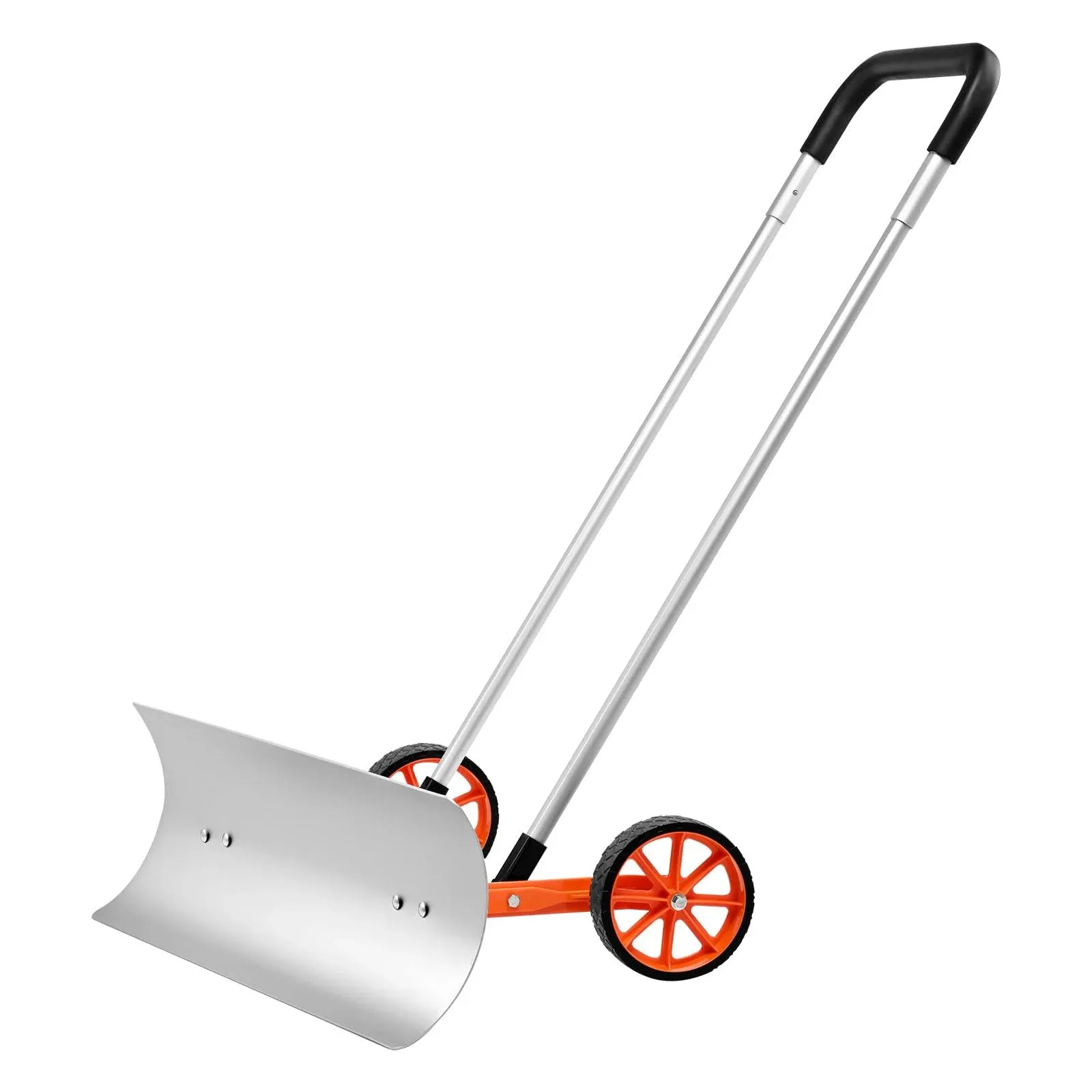 VEVOR Metal Snow Pusher Shovel for Driveway with Wheels, 30 inch Bi-Directional Heavy Duty Rolling Snow Pusher on Wheels, Back Saver Wheeled Snow Shovels for Snow Removal for Doorway Sidewalk Deck