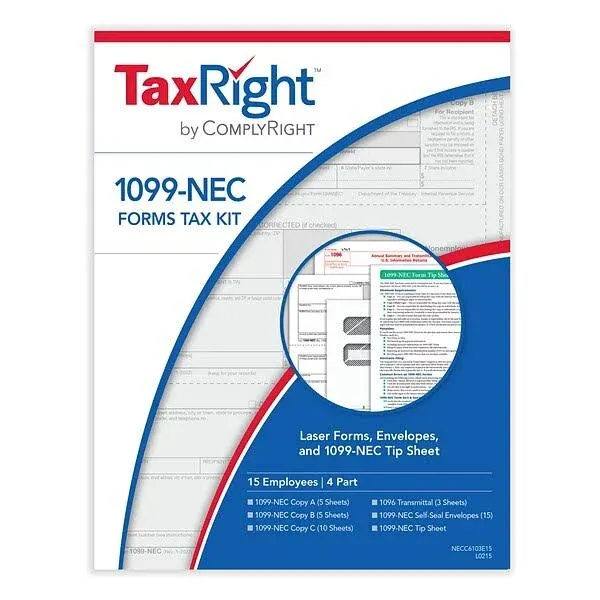 ComplyRight TaxRight 2023 1099-NEC Tax Form Kit with Efile Software & Envelopes ...