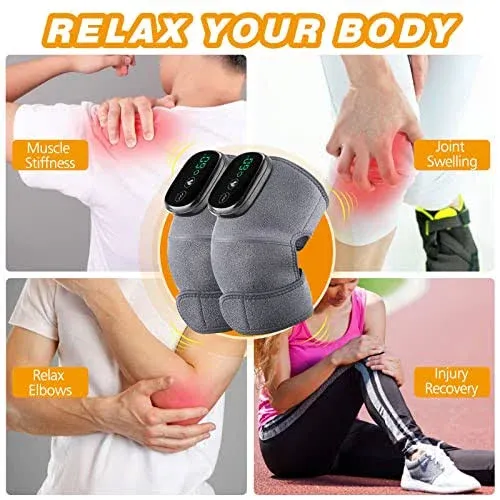 Knee Massager, Heated Knee Braces with Vibration, 3 Modes and 3 Intensities (2)