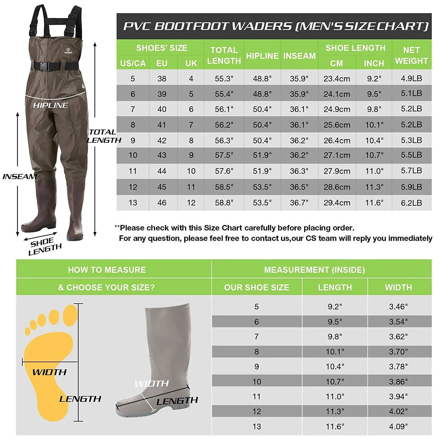 FISHINGSIR Fishing Waders for Men with Boots Womens Chest Waders Waterproof for Hunting with Wading Belt