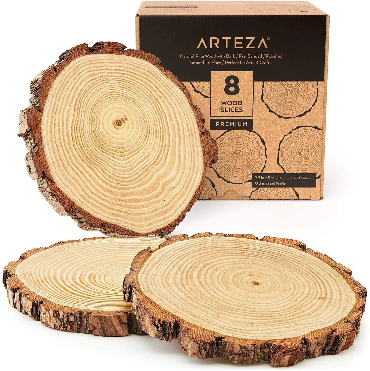 Arteza Large Wood Slices - Set of 8 Size: 0.8 in