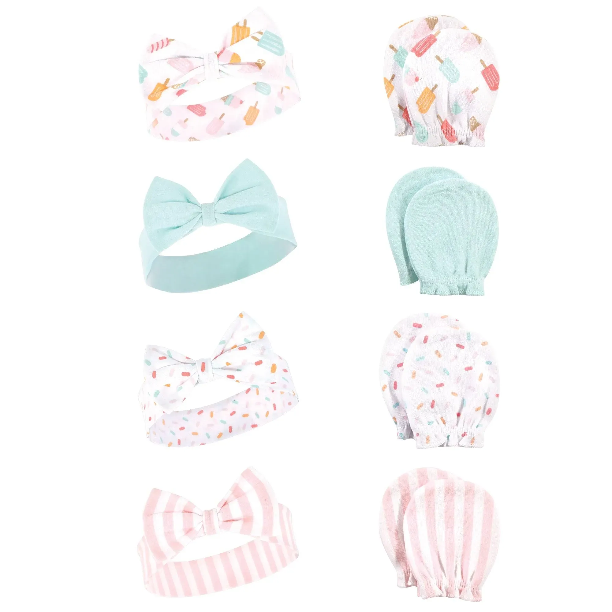 Hudson Baby Baby Girls' Cotton Headband and Scratch Mitten Set