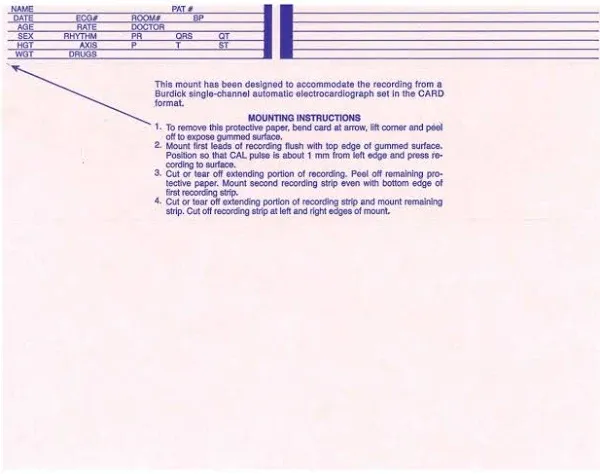 Burdick Part #7909 EKG Mount Paper 100/Bx