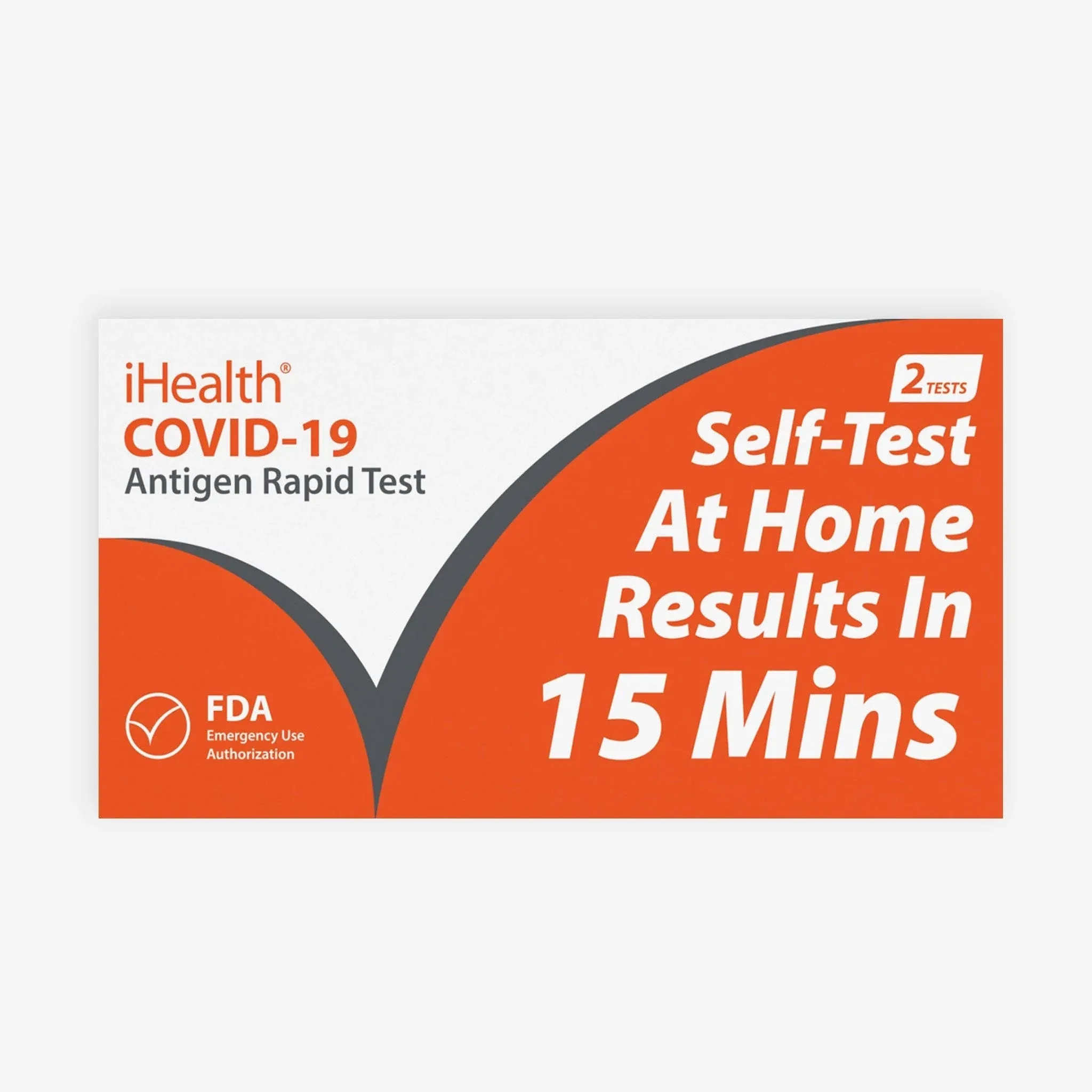 iHealth COVID-19 Antigen Rapid Test, 1 Pack, 2 Tests Total, FDA EUA Authorized OTC at-Home Self Test, Results in 15 Minutes with Non-invasive Nasal Swab, Easy to Use & No Discomfort