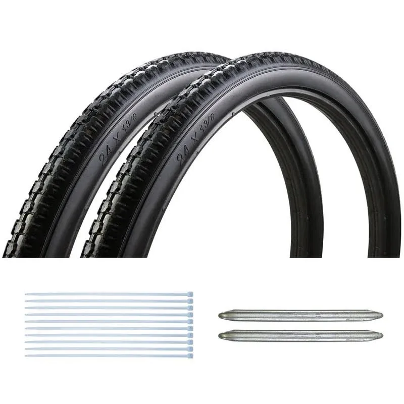 Wheelchair Rear Wheel Solid Tires (Pair) 24x1 3/8" PU Non Pneumatic Tires, Suitable for Manual Wheelchair Tire Replacement (24x1 3/8" Black).