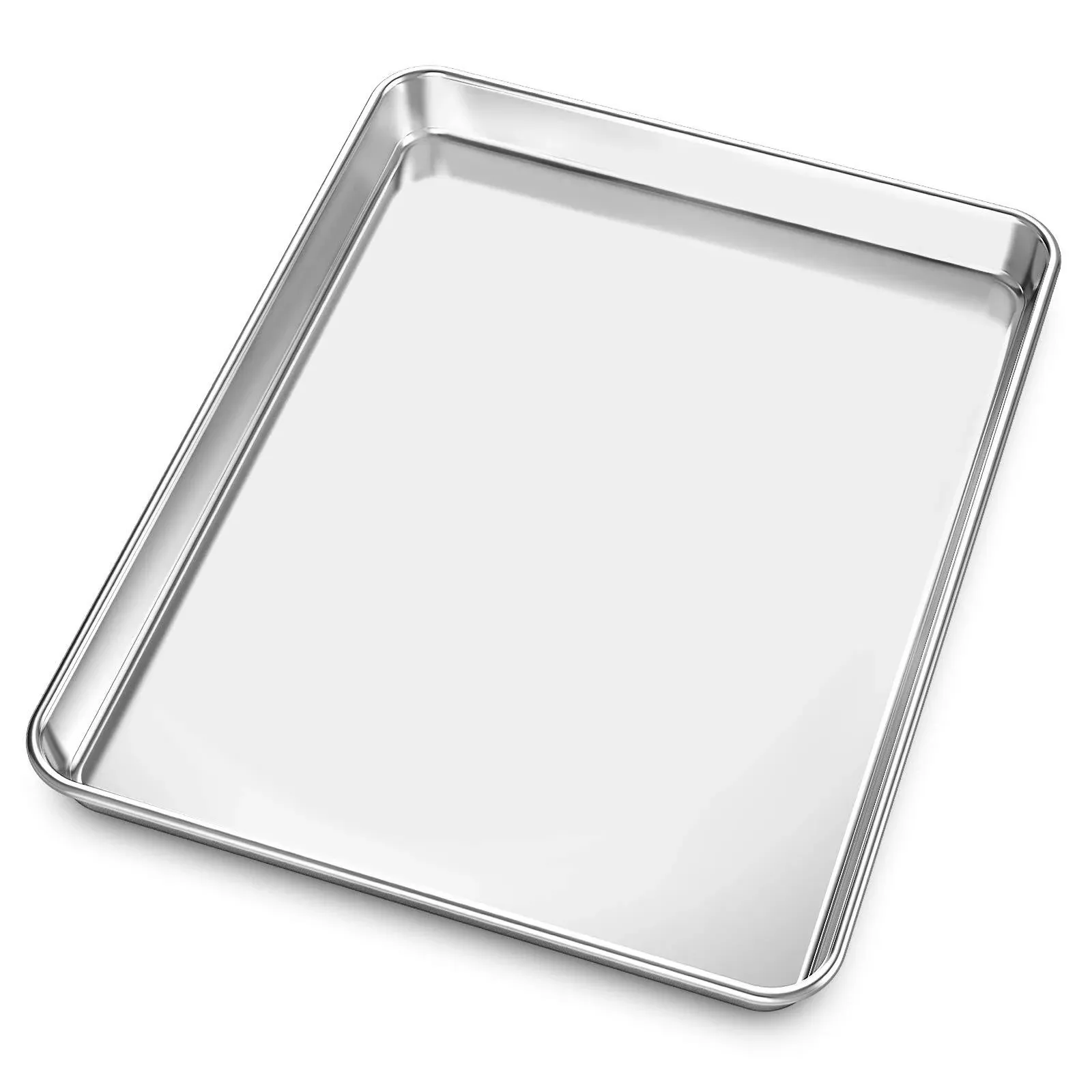 Baking Sheet, Yododo Stainless Steel Baking Pans Tray Cookie Sheet Toaster Oven Tray Pan Cookie Pan, Non Toxic & Healthy, Superior Mirror Finish & Rust Free, Easy Clean & Dishwasher Safe - 10.4 inch