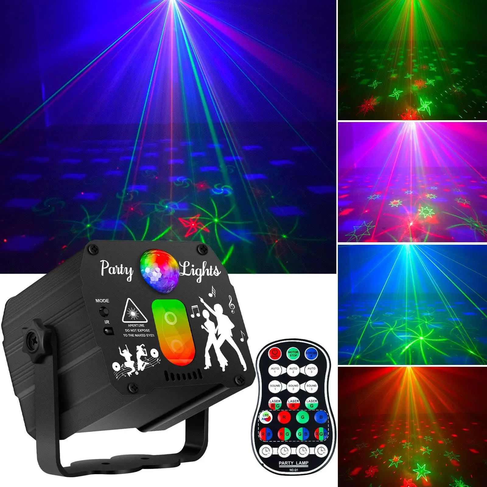 Enjoyedled DJ Disco Laser Party Lights - RGB LED Sound Activated, Christmas.