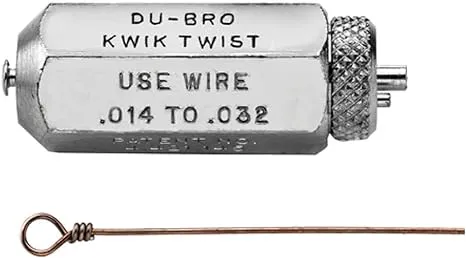 DU-BRO Kwik Twist Fishing Tool - Ultimate Fishing Leader Making Kit - Wire Leader Fishing Kit - Barrel Wraps - Silver - Small