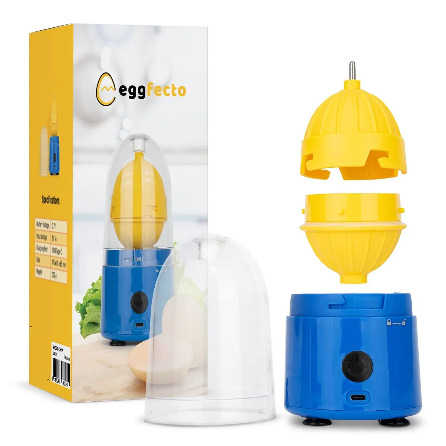 EGGFECTO Egg Scrambler In Shell - Rechargeable  Wireless Electric Egg Mixer for Delicious Golden Eggs