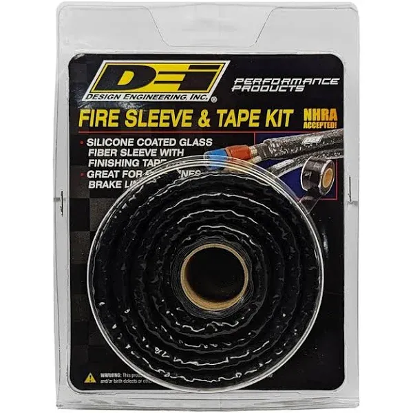 Design Engineering 010472 Fire Sleeve and Tape Kit 5/8" I.D. x 3ft Heat Protection for Wires, Hoses, etc.