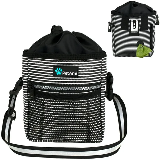 PetAmi Dog & Cat Treat Pouch, Black Stripes