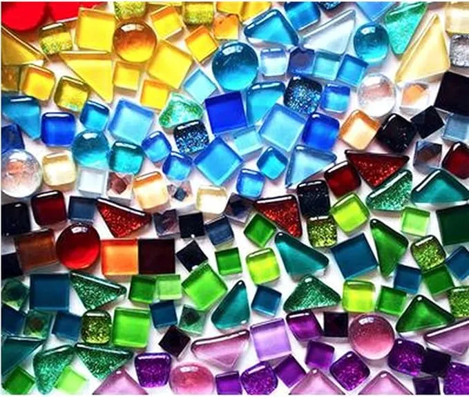 500g Glue Down Irregular Tiny Mosaic Tile Hobbies Children Handmade Crystal Craft for Bathroom Kitchen Home Decoration DIY Art Projects,0.4X0.4 Inch(Mixed Color Series)