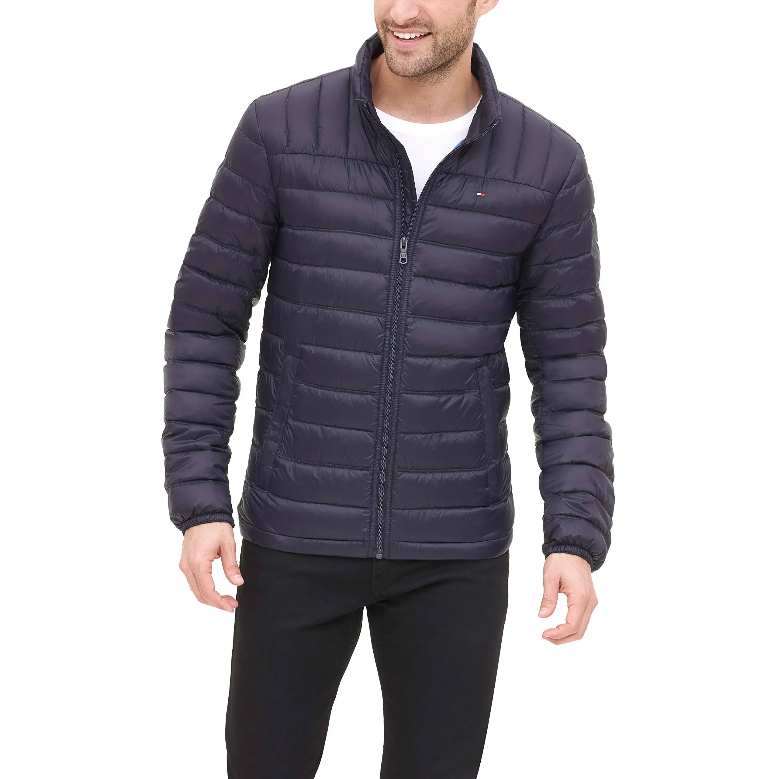 Tommy Hilfiger Navy Blue Packable Down Ski Puffer Coat NWT $195